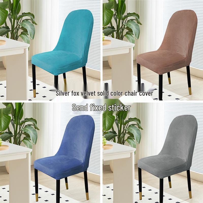 Universeller elastischer Esszimmerstuhlbezug aus Silberfuchs-Fleece