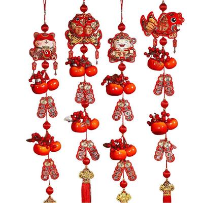 Nowy wisiorek na Nowy Rok 2026 Rok Konia Wisiorek z Kwiatem Czerwony Szczęśliwy Wystrój Festiwalu Wiosny do Salonu