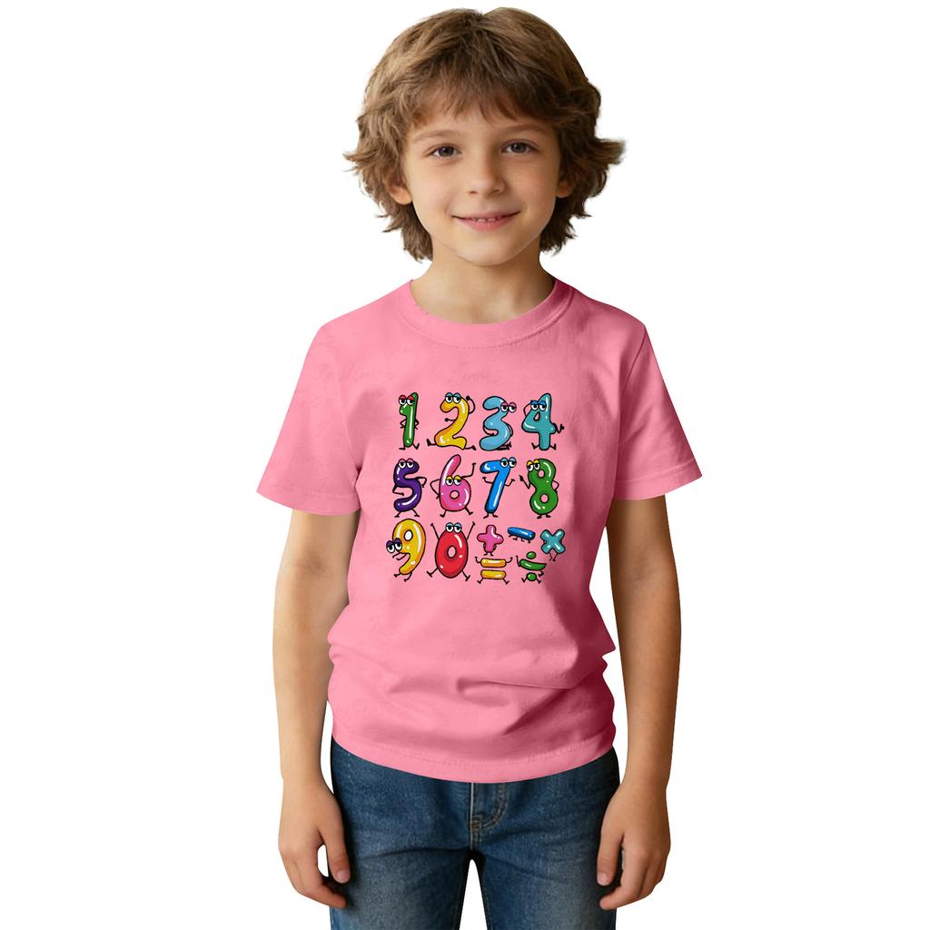 Modische Rundhals-Kurzarm-Arbeitskleidung bedruckte Oberteile für Kinder-Sommeroberteile