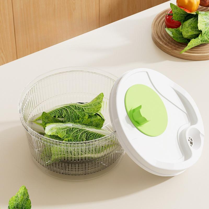 Household Vegetable Dehydrator, Kitchen Vegetable Washer and Spin-dryer, Double-layer Draining Vegetable Basin, Fruit and Vegetable Spin-dryer