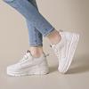 Women's W3612 White Leather Thick-Soled Casual Shoes, 2024 Autumn Collection