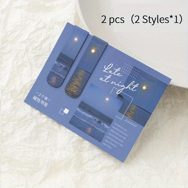 2pcs/pack Magnetic bookmark beautiful scenery clouds simple literary pattern bookmark Reading tool School office supplies