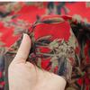 100x150cm Vintage Floral Printed Gambiered Canton Gauze Fabric Simulated Silk Fabric for Sewing Clothes Dress