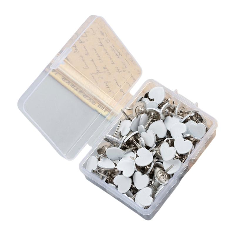 100Pcs Heart Shape Metal Push Pins Cork Notice Board Pin Decorative Thumb Tacks for Display Document Picture Note Memo