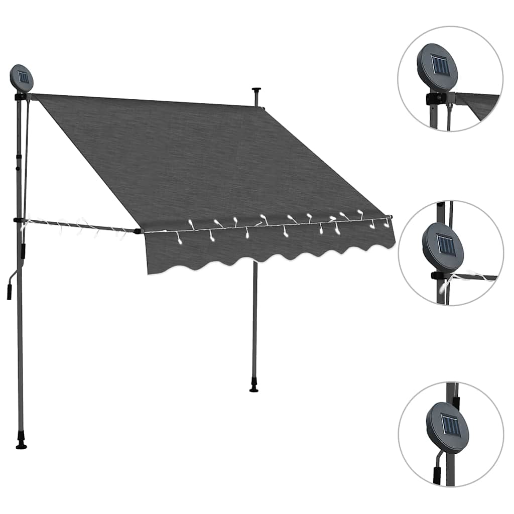 Retractable Awning Manually Operated with LED Lighting 200 Cm Anthracite