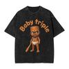 Vintage Washed Tshirt Funny Brainrot Outer Space Meme Tung Sahur John Pork Selfie Tshirts Fashion Tee Shirt Male Summer Tops