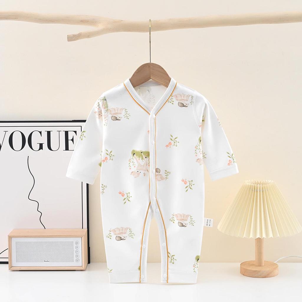 All-Season Long-Sleeve Pure Cotton Tagless Baby Bodysuit for Spring & Autumn