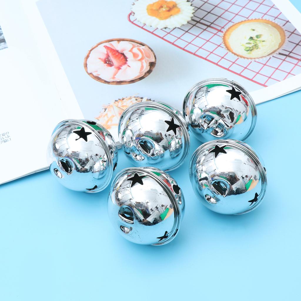 10pcs Jingle Bells Decor Set 4Cm Golden Christmas Bells 10M Ribbon Handmade Hollow Diy Accessories Party Ornament Hanging