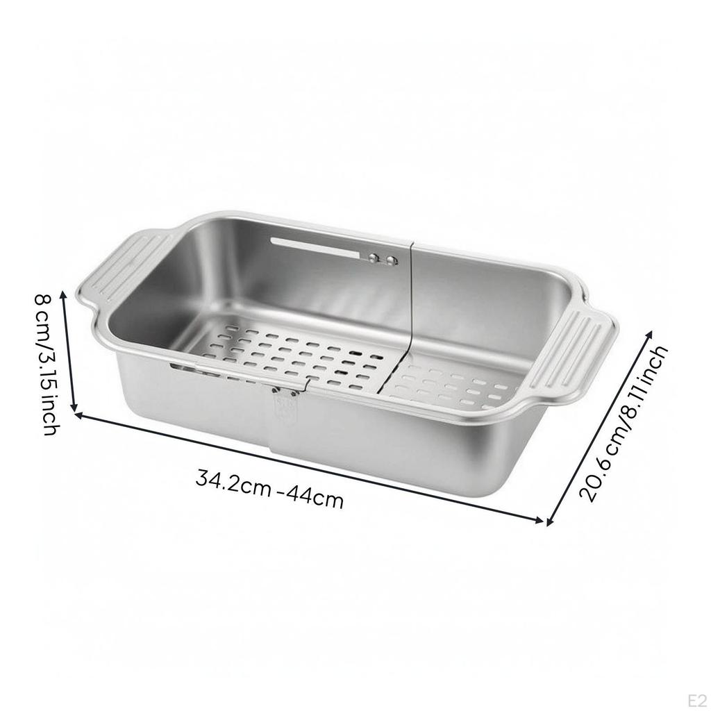 Colander Basket Expandable over-the-Sink Strainer Stainless Steel