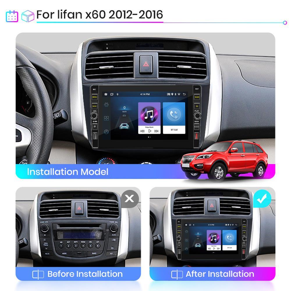 8palcový pro Lifan X60 2012-2016 s knoflíkem Android autorádio Multimediální přehrávač Navigace Stereo GPS 2Din 1+32GB