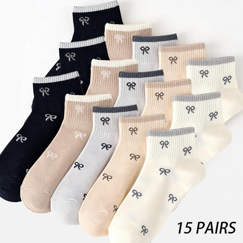Xiaomi 15 Paar Partner-Schleifensocken, Ganzjahres-Damen-Süßes Muster Mädchenherz Vielseitige Socken - Niedliche Füßlinge
