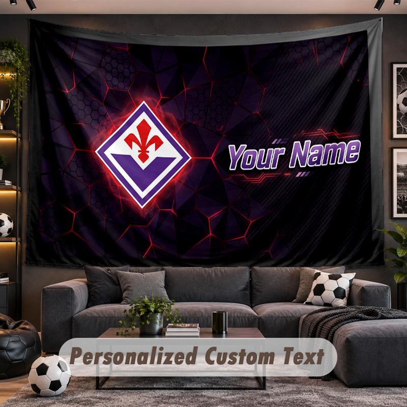 Fiorentina FC Personalized Tapestry Support Custom Name, Wall Art Home Decoration