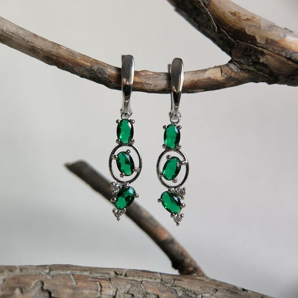 Серебряные серьги с изумрудом nano 2.338ct (2195627)