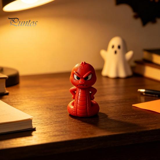Small Animal Sculpture 3D Printed Snake Ornament, Cartoon Angry Little Figurine, Home Office Decoration Durable PLA Desktop for Desk Display