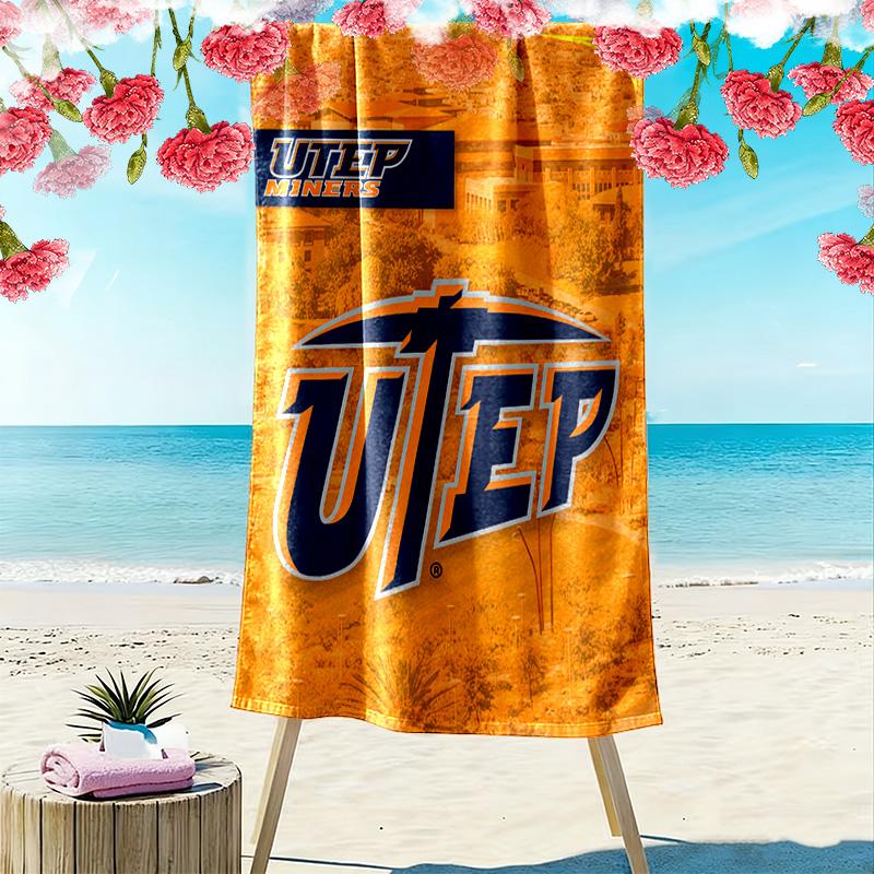 UTEP Miners Print Beach Towel, Large Soft Quick Dry Towel for Beach Camping Swimming