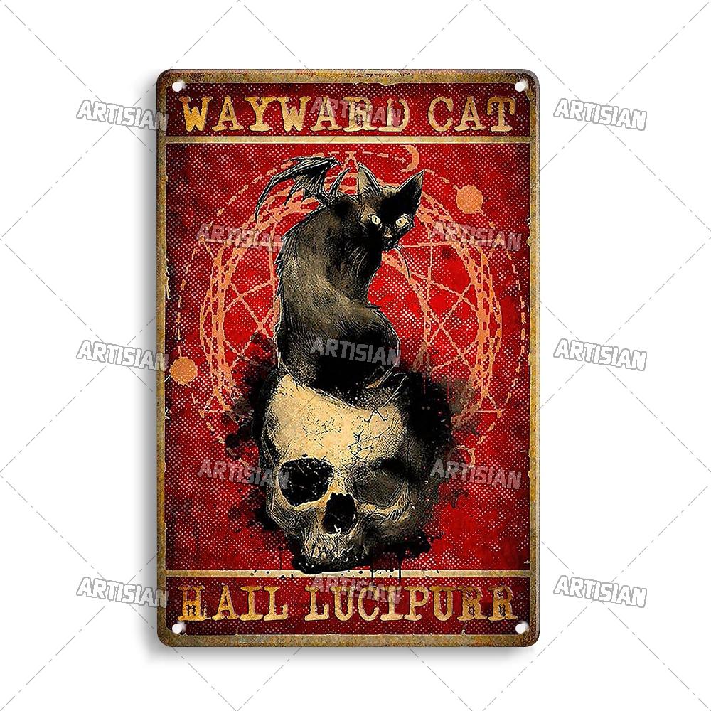 Artisanisches Tier Schwarze Katze Retro Metallposter Lustiges Haustier Vintage Dekorative Blechplakette Garage Bar Pub Club Man Cave Wanddeko