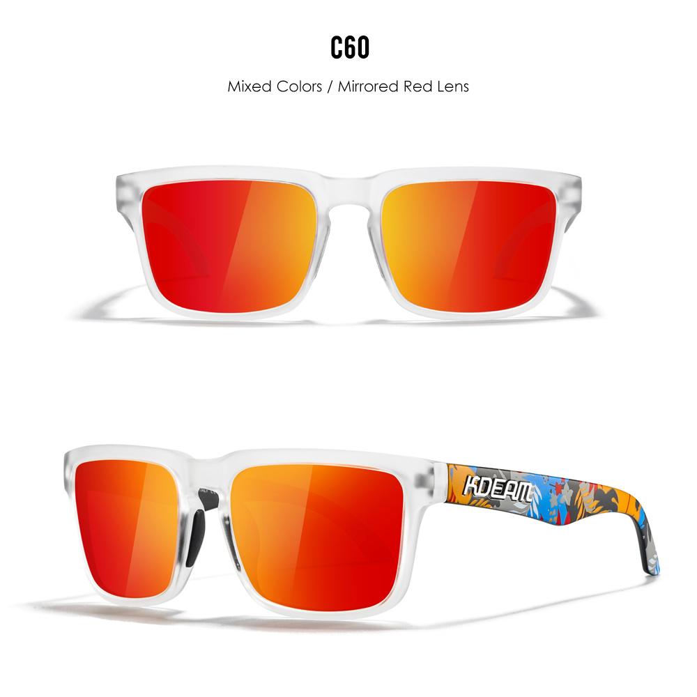 KDEAM Brand Men Square Polarized Sunglasses Colorful Design Cool Fashion Women Shades Summer Sun Glasses Mirrored Coating Lens