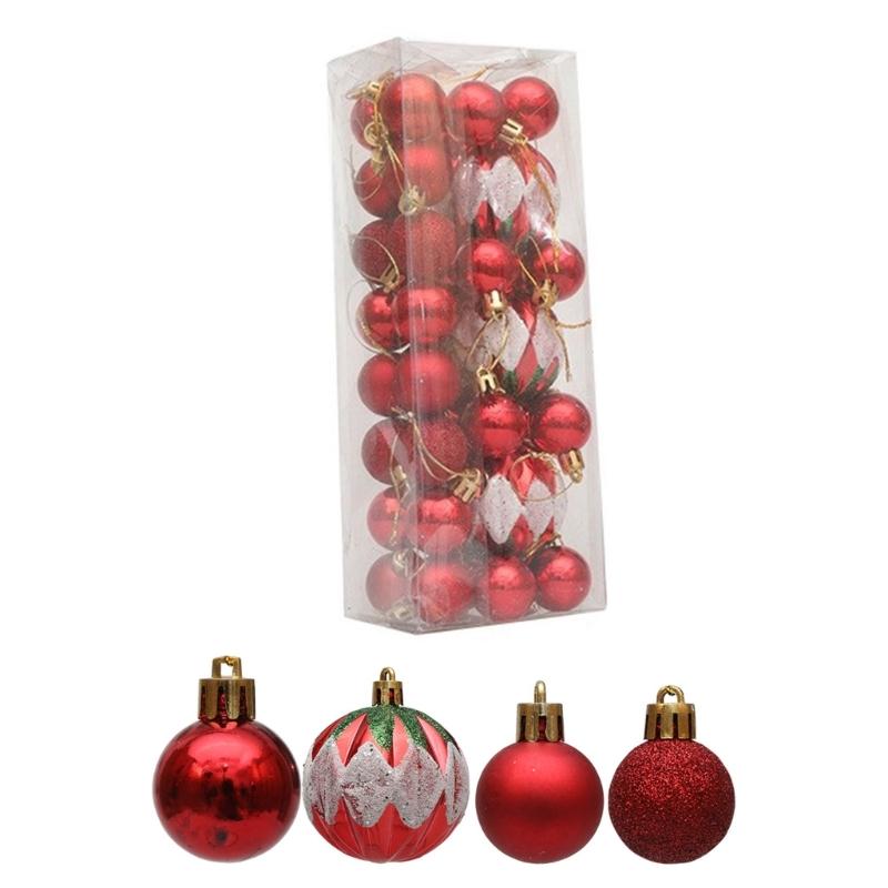 3Box Christmas Tree Hanging Decoration Electroplated Christmas Baubles Ornament Window and Door Ornament Party Supplies
