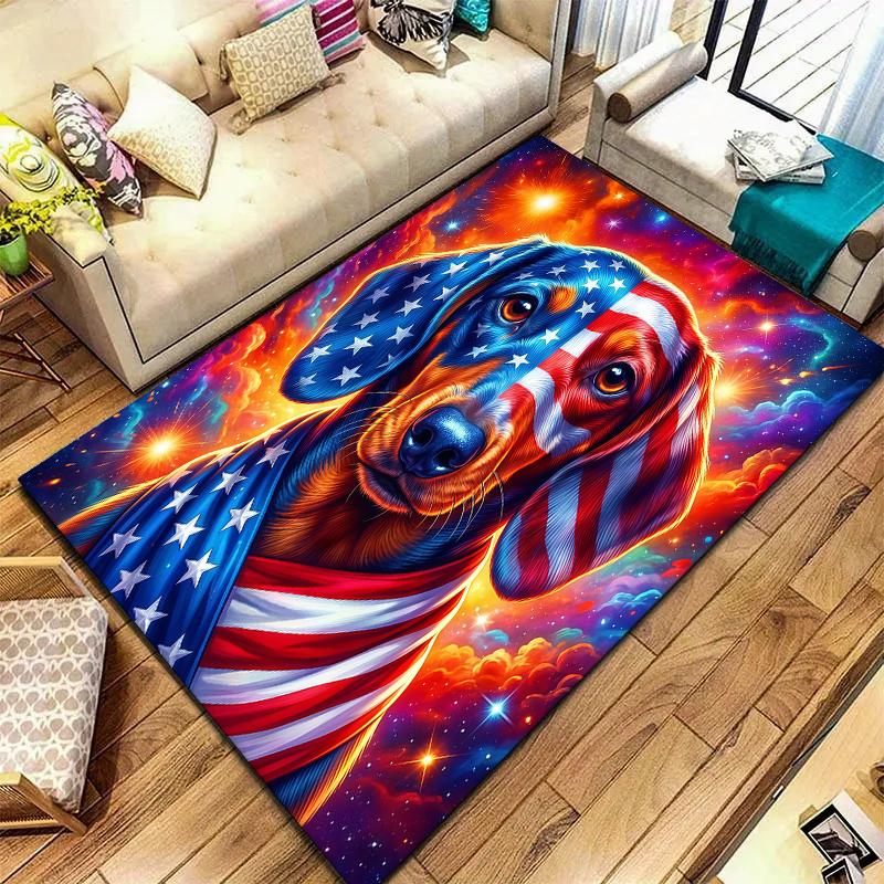 American Animal Pattern Square Carpet,Area Rug,Carpet Rug for Living Room Bedroom Sofa Playroom Decor,Non-slip Floor Mat,Holiday Birthday Gifts
