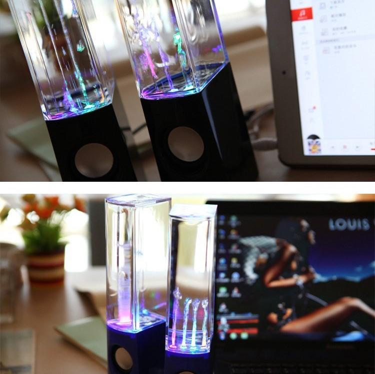2PCS LED Light Dancing Water Music Fountain Light Speakers for PC Laptop For Phone Portable Desk Stereo Speaker
