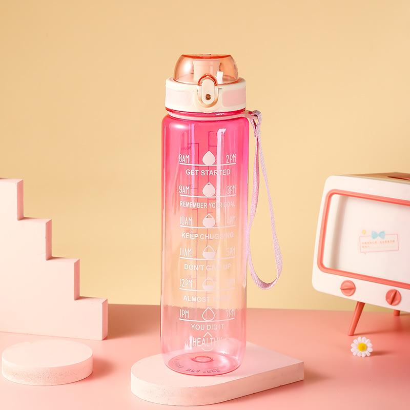 

Summer Water Cup, Large-capacity Portable Sports and Fitness Water Bottle, New Student Travel Cup 1000ml рожевий