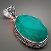 Emerald(Simulated) Gemstone Handmade 925 Sterling Silver Jewelry Pendant 2.17" AH-874