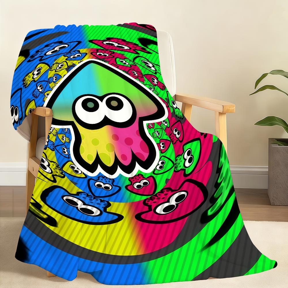 

Hot Game S Splatoon N 4 Blanket Soft Throw Blanket for Home Bedroom Bed Sofa Picnic Travel Office Rest Cover Blanket Gift 75x90cm