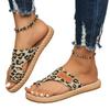 Slippers new outer wear cover toe flat bottom leopard print cool slippers women's large size women's shoes