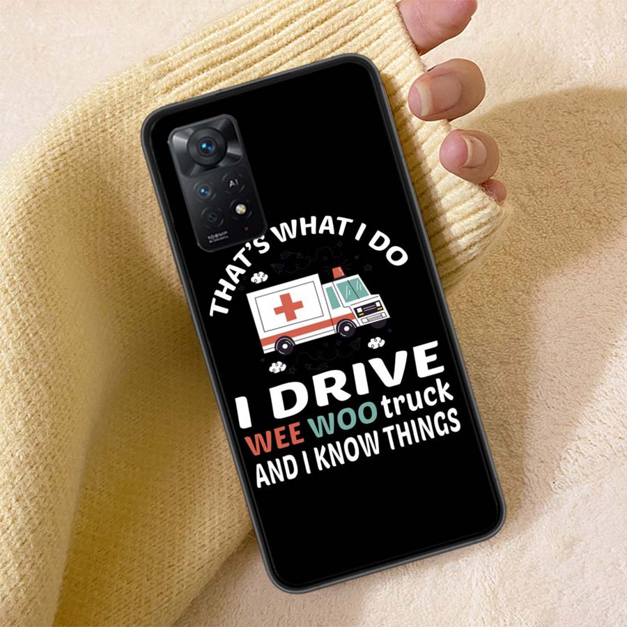 Paramedic Ambulance Wee Woo Phone Case For Redmi Note 13 14 15 Pro Plus 12 13C 12C 15C 9 10 10C 9T 9C 9A TPU Soft Cover Clear Ce