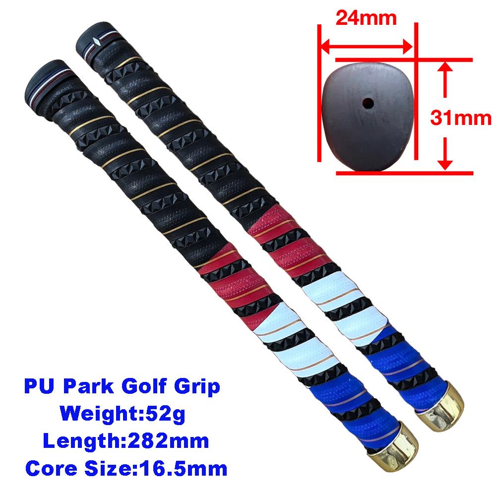 Gold Plated Park Golf Grip with 4-Color End Cap PU Leather Wrap - Customizable Logo чёрный/красный