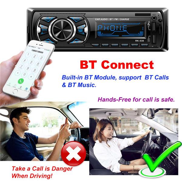 Car MP3 Player FM Radio 3 Inch Large LED Segment Displays AUX Input USB Fast Charging Function DC 12V With Wireless Steering Wheel Remote Control