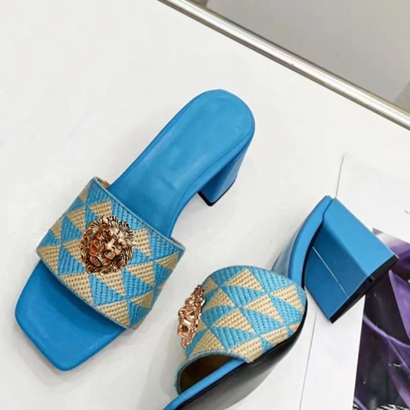 Mode High-End Diamant Damen Hausschuhe, Fischmaul hinten hohl Löwe coole Hausschuhe, Strass Hausschuhe Kette Tasche Set T36