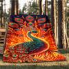 1pc Peacock Feather Print Print Outdoor Blanket, Lightweight Polyester,