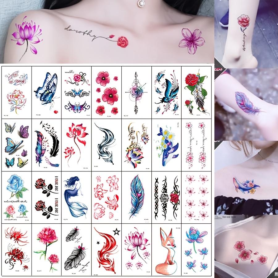 Flower Butterfly Legs Arm Body 30 Sheets for Women Temporary Tattoo Tattoo Sticker Fake Tattoo  High Quality