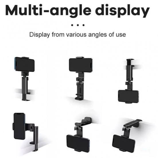Flight Phone Holder Foldable Phone Stand 360-degree Rotation Adjustable Joint Phone Mount for 4.7-6.9 Inch Phones