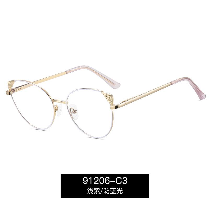 Lady Trendy Finished Myopia Glasses Women Cat Eye Round Frame Blue Light Blocking Eyewear Clear Lens Minus Diopter Eyeglasses