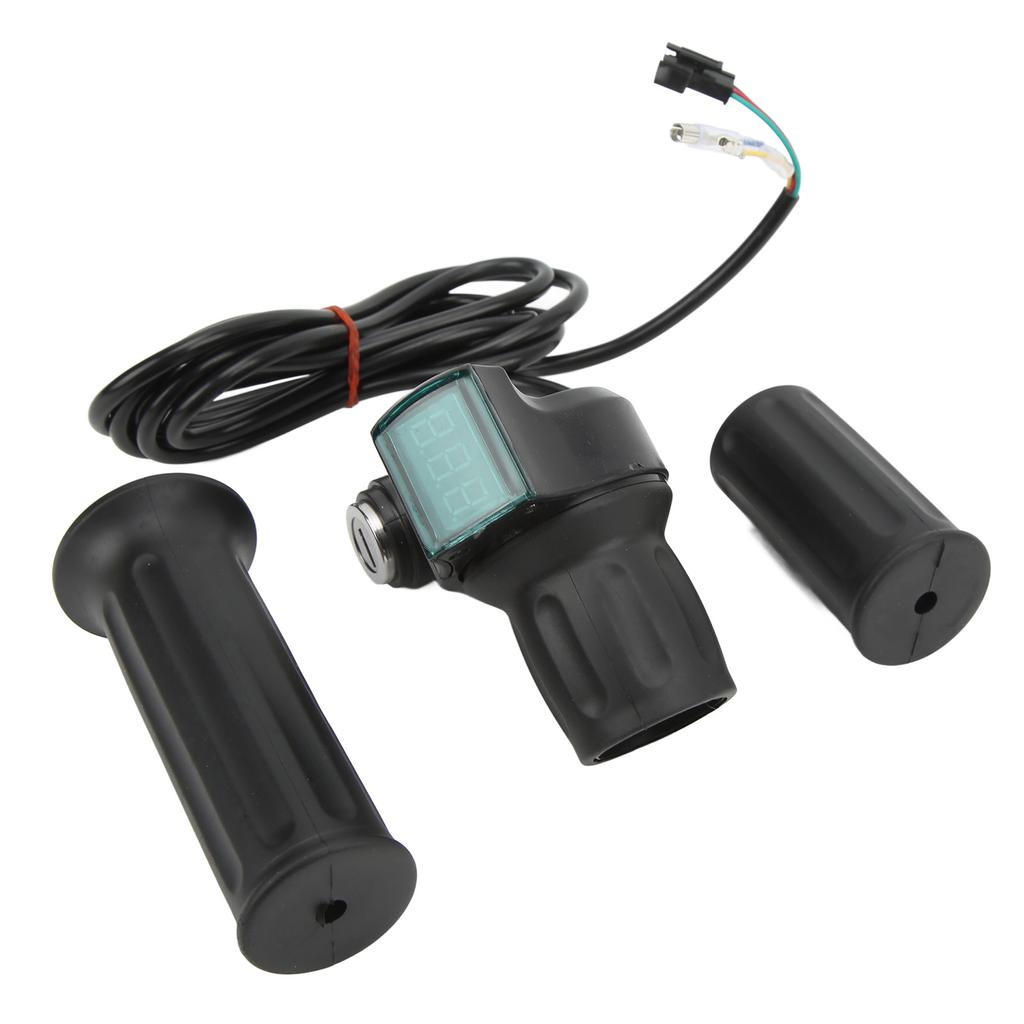 Juego de Puños Acelerador de Puño Giratorio para Bicicleta Eléctrica Universal Limitador de Velocidad con Pantalla Puño Derecho para