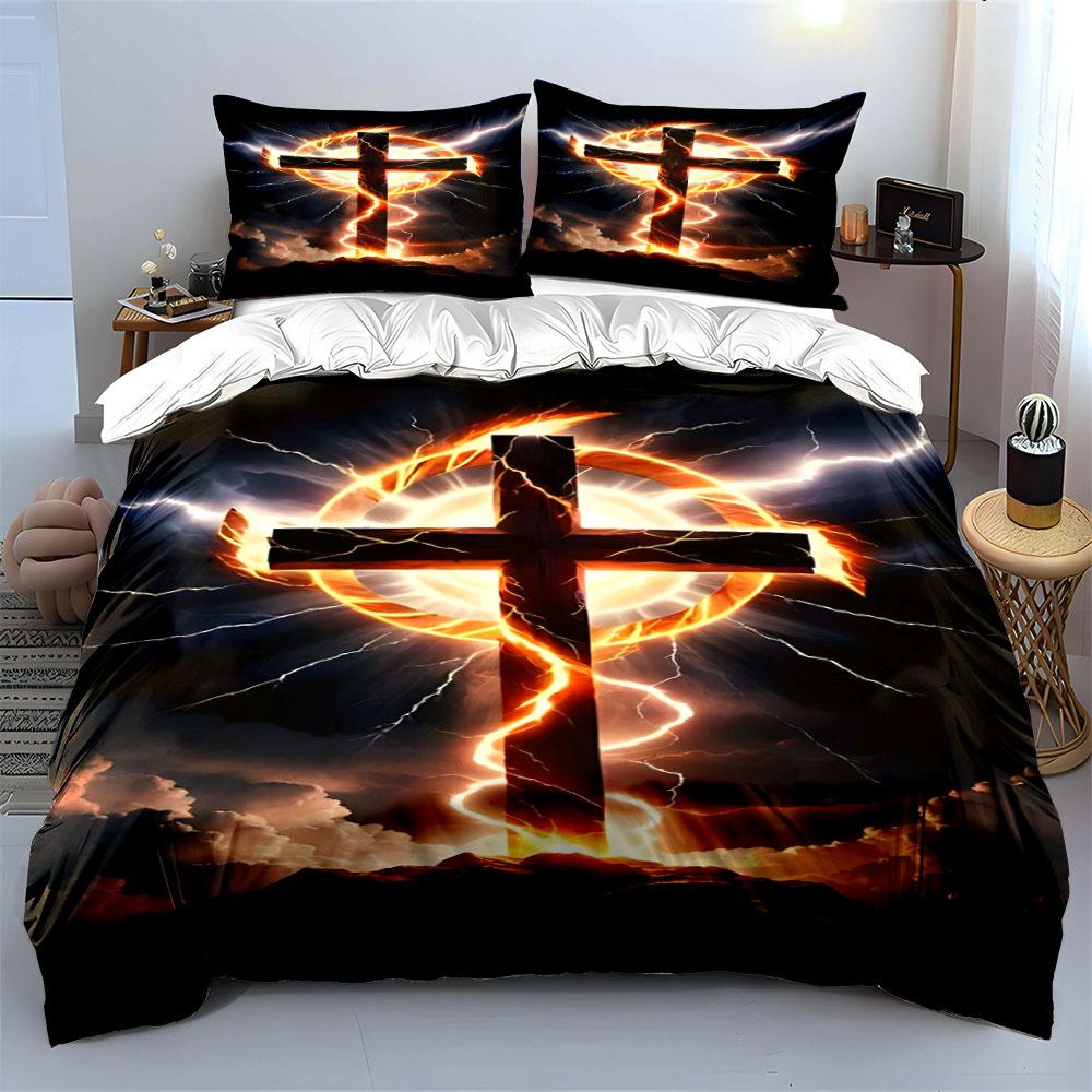 Fiery cross with lightning. Bedding sets Duvet cover sets Duvet covers Pillowcases(1 * Duvet Cover 2 * Pillowcases without duvet insert)