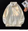 Men's Casual Loose Long Sleeve Polo Hoodie - Trendy Spring/Autumn Lapel Jacquard Top for Couples