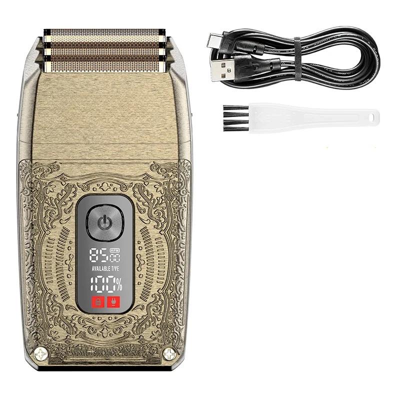 

Электробритва с тройными лезвиями, перезаряжаемая, парикмахерская фольгированная бритва, профессиональная беспроводная машинка для бритья лысой головы для мужчин