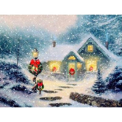 5D-Diamantgemälde zum Selbermachen, runder Bohrer, Weihnachten, verschneite Nacht, Diamant-Stickerei