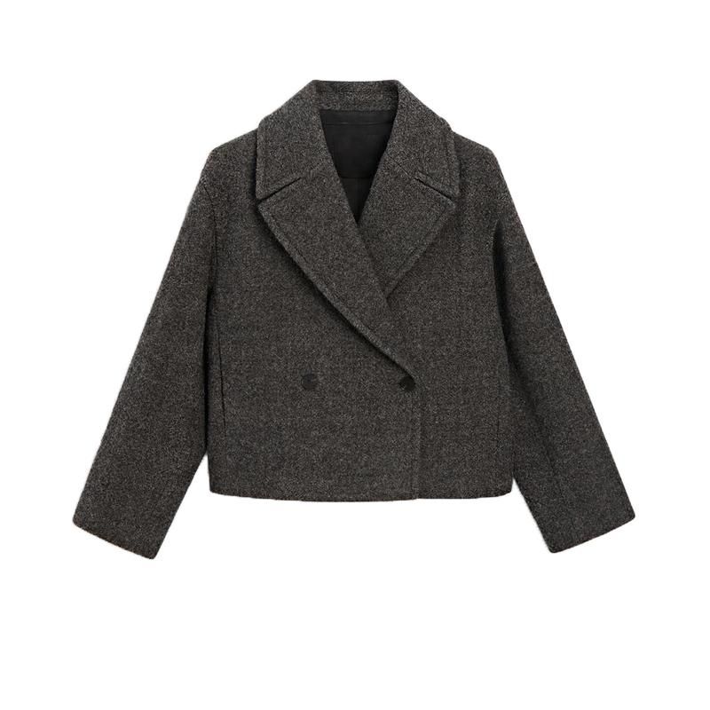 Fall and Winter New Arrival Women's Clothing Fashion Old Money Style Lapel Long Sleeves Short Version Two Buttons Woolen Outwear 6461692