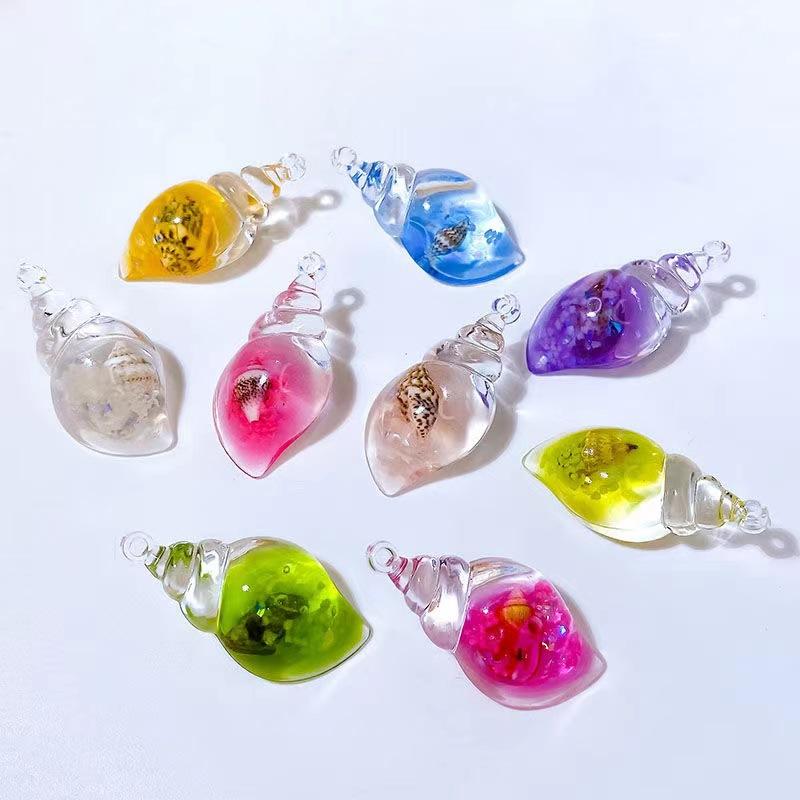 DW91 5pcs Transparent Luminous Acrylic Conch Charms Colorful Pendant DIY Jewelry Making Necklace Earrings Keychain Accessories