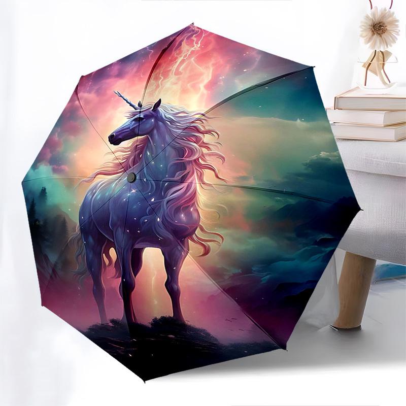 

1pc Unicorn Fantasy Automatic Folding Umbrella, Portable 3-Fold Design with Iron Frame, Outdoor for Fans, Travelers & Daily Use, Perfect Gift Idea.B08