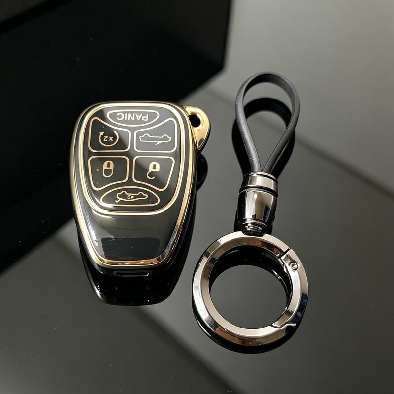 Gold Edged Tpu For Jeep Wrangler Compass Patriot Liberty For Chrysler 300 Dodge Caliber Nitro Pacifica Car Key Case Cover Fob