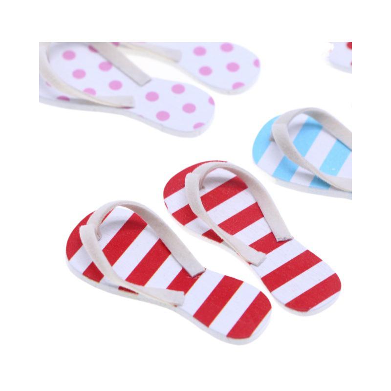 Miniatur BJD Puppenhaus Holz Flip-Flop Sandalen: Sommer Strand Szene Hausschuh Zubehör