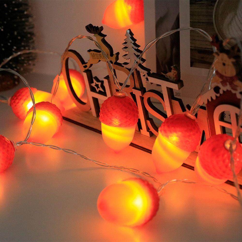 3m 20LED Christmas Decorative Lights Flashing Lights Simulation Pine Cone Light String Secure Portable Decorative Lantern String