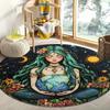 Mysterious Goddess Earth Flannel-printed Round Floor Mats Are Slip-resistant Suitable Living Room Bedroom Terrace Garden Carpets
