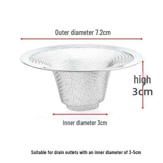 Stainless Steel Drain Net Filter: 5cm-11cm Sizes for Leftover Food and Residue