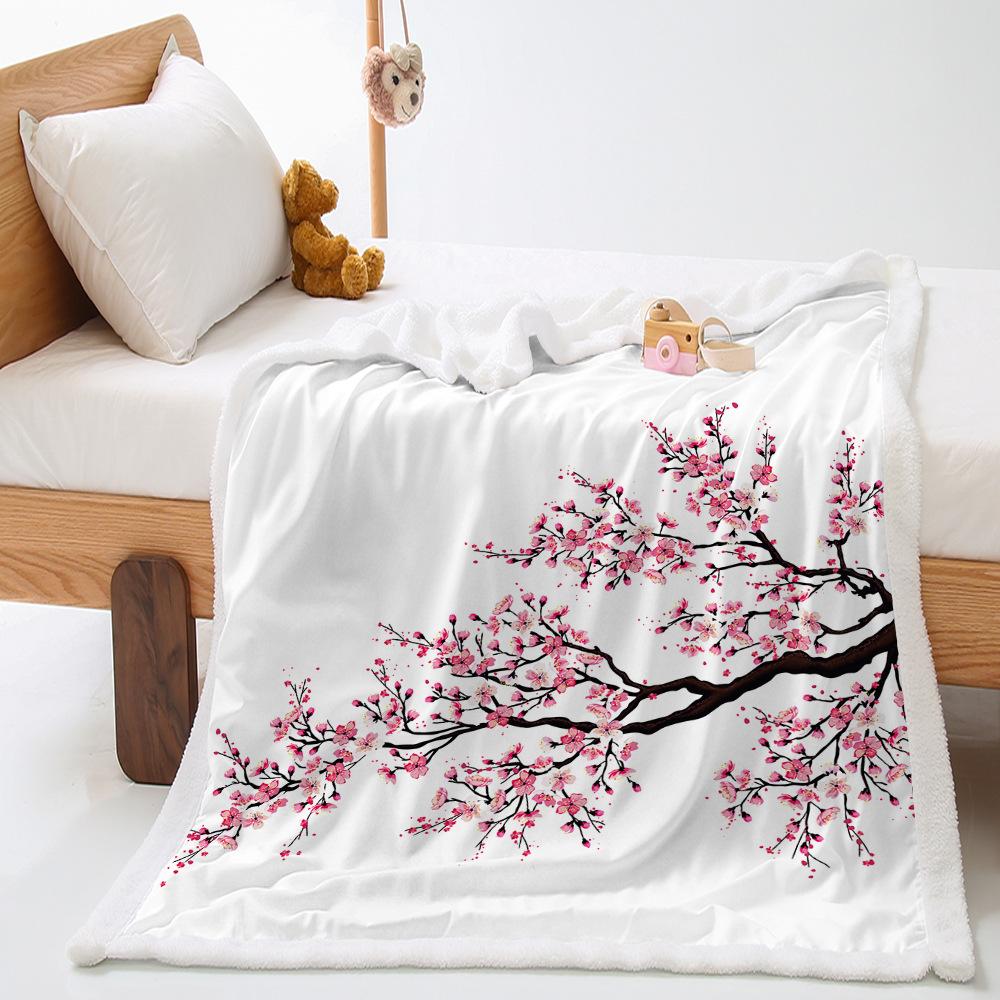 Plum Blossom 2D Digital Printing Thickened Lamb Fleece Crystal Fleece Blanket Blanket